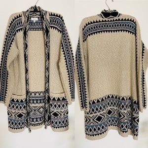 Lucky Brand Aztec Tribal Print Cardigan Sweater